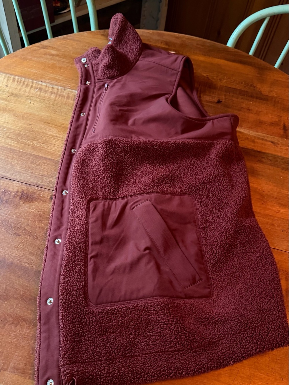 Burgundy Sherpa Fleece Vest-FLX-3x